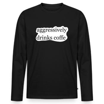 Coffe mokka käffchen Espresso filterkaffe bonen - T-shirt manches longues Premium bio Homme - noir - Devant - Nico (187cm)