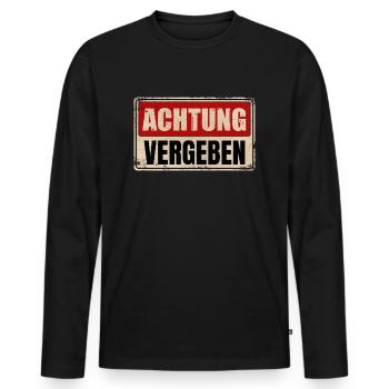 ACHTUNG VERGEBEN - Männer Premium Bio Langarmshirt - Schwarz - Vorne - Nico (187cm)