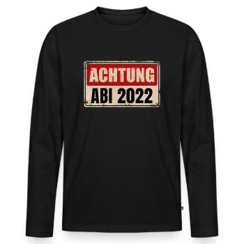 ACHTUNG ABI 2022 - Männer Premium Bio Langarmshirt - Schwarz - Vorne - Nico (187cm)