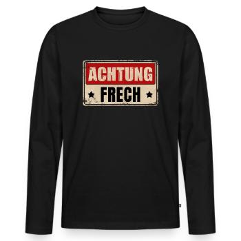 ACHTUNG FRECH - Männer Premium Bio Langarmshirt - Schwarz - Vorne - Nico (187cm)