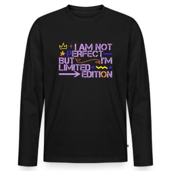 Im am not perfect but i ́m limited edition - Men's Premium Organic Long Sleeve Shirt - black - Front - Nico (187cm)