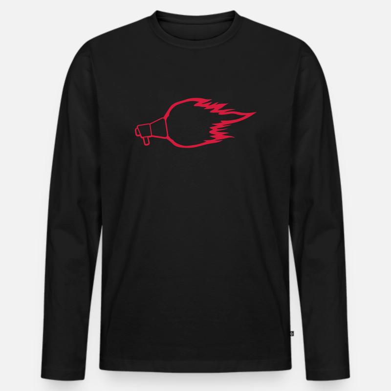 Heiße Rede Feuer Megafon - Männer Premium Bio Langarmshirt - Schwarz