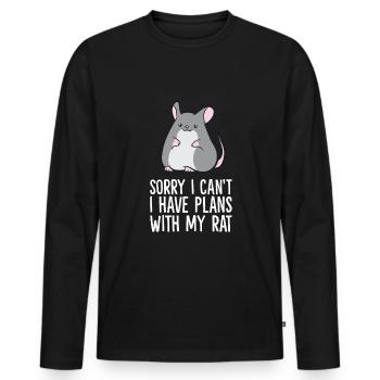 Ich kann leider nicht, ich habe Pläne mit meiner - Männer Premium Bio Langarmshirt - Schwarz - Vorne - Nico (187cm)
