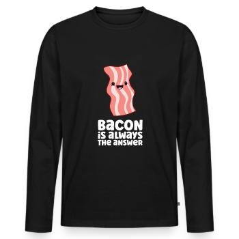 Speck ist immer die Antwort Lustiger Speck - Männer Premium Bio Langarmshirt - Schwarz - Vorne - Nico (187cm)