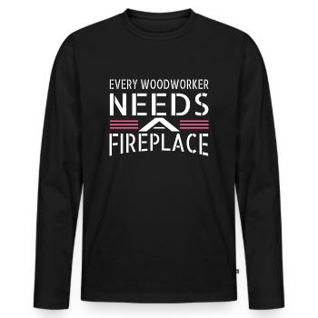sayings jackhammer tree felling - Men's Premium Organic Long Sleeve Shirt - black - Front - Nico (187cm)
