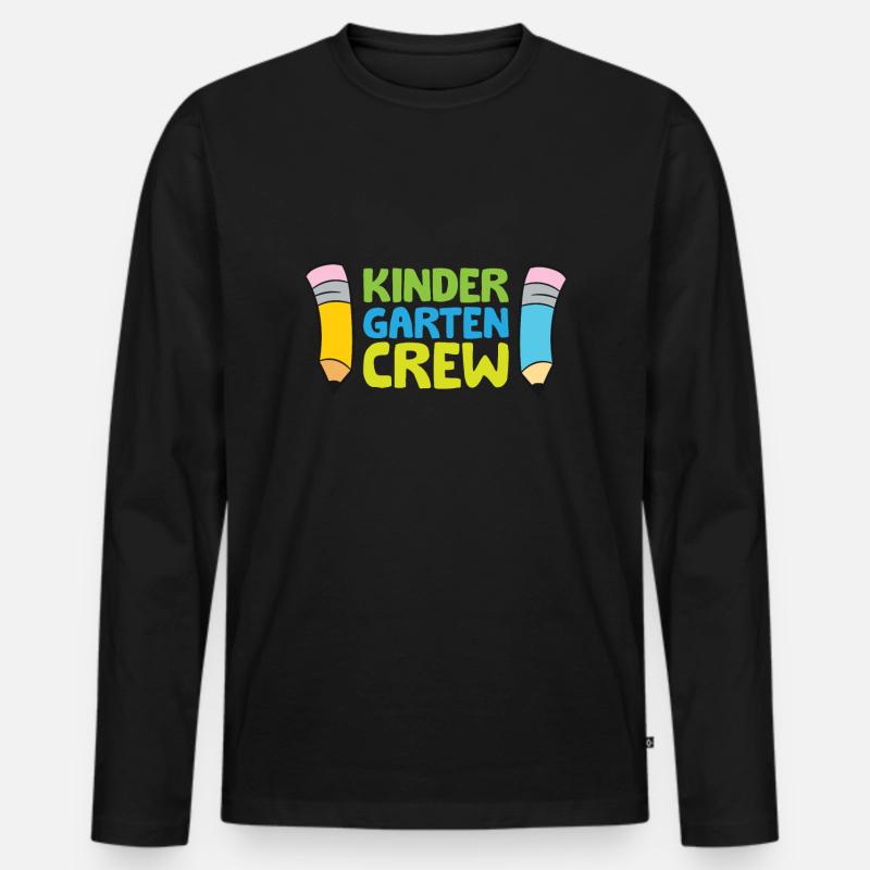 Kindergarten Crew - Männer Premium Bio Langarmshirt - Schwarz
