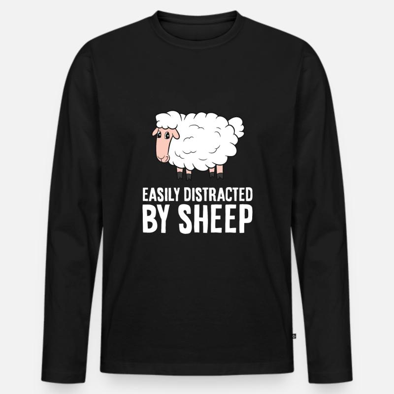 Leicht ablenkbar durch Schafe - Männer Premium Bio Langarmshirt - Schwarz