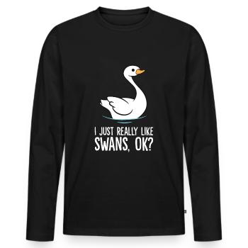 J’aime vraiment les cygnes Ok Funny Swan - T-shirt manches longues Premium bio Homme - noir - Devant - Nico (187cm)