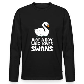 Juste un garçon qui aime les cygnes - T-shirt manches longues Premium bio Homme - noir - Devant - Nico (187cm)