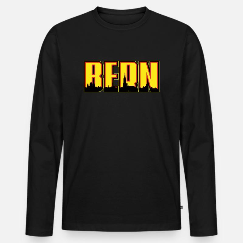 Bern - Männer Premium Bio Langarmshirt - Schwarz