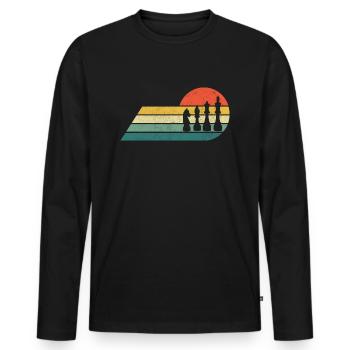 Schach retro Hobby - Männer Premium Bio Langarmshirt - Schwarz - Vorne - Nico (187cm)