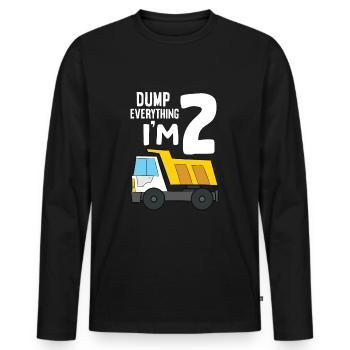 Dump Truck 2nd Birthday Dump Everything I'm 2 - Männer Premium Bio Langarmshirt - Schwarz - Vorne - Nico (187cm)