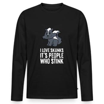 Ich liebe Stinktiere Seine Menschen, die stinken - Männer Premium Bio Langarmshirt - Schwarz - Vorne - Nico (187cm)