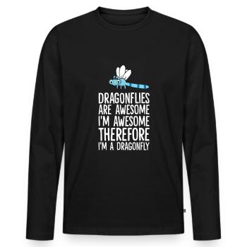 Les libellules sont géniales Je suis donc - T-shirt manches longues Premium bio Homme - noir - Devant - Nico (187cm)