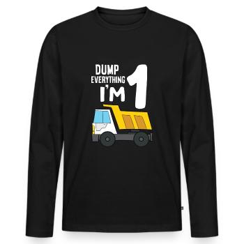 Dump Truck 1st Birthday Dump Everything I'm 1 - Männer Premium Bio Langarmshirt - Schwarz - Vorne - Nico (187cm)