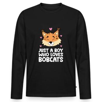 Just a Boy Who Loves Bobcats - Men's Premium Organic Long Sleeve Shirt - black - Front - Nico (187cm)