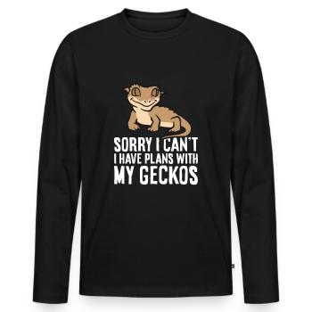 Malheureusement je ne peux pas, j’ai des plans avec mon - T-shirt manches longues Premium bio Homme - noir - Devant - Nico (187cm)