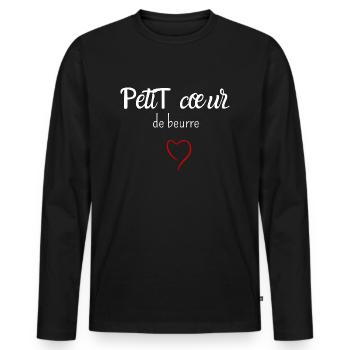 Petit cœur de beurre - T-shirt manches longues Premium bio Homme - noir - Devant - Nico (187cm)