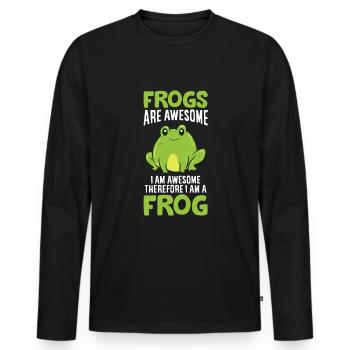 Les grenouilles sont fantastiques, je suis fantastique, - T-shirt manches longues Premium bio Homme - noir - Devant - Nico (187cm)