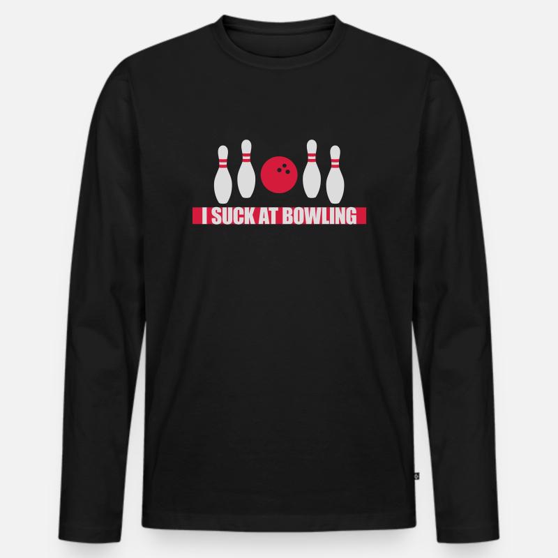I suck at bowling - Männer Premium Bio Langarmshirt - Schwarz