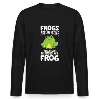Les grenouilles sont fantastiques, je suis fantastique, - T-shirt manches longues Premium bio Homme - noir - Devant - Nico (187cm)
