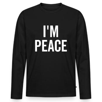 Ich bin Frieden - Männer Premium Bio Langarmshirt - Schwarz - Vorne - Nico (187cm)