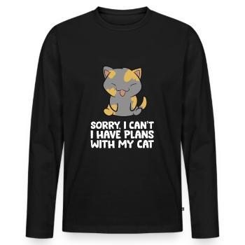 Chat écaille de tortue Désolé, je ne peux pas, - T-shirt manches longues Premium bio Homme - noir - Devant - Nico (187cm)