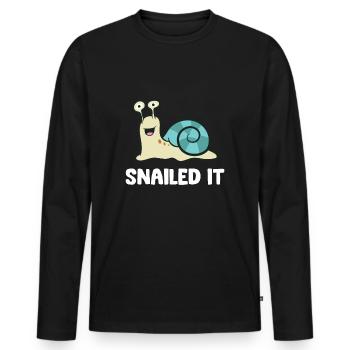 Escargot Escargot - T-shirt manches longues Premium bio Homme - noir - Devant - Nico (187cm)