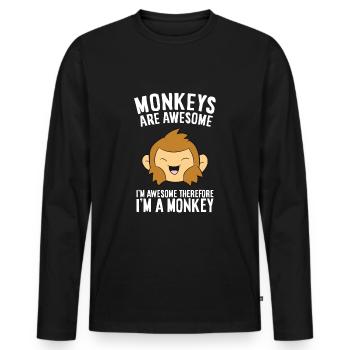 Les singes sont fantastiques. Je suis fantastique, alors - T-shirt manches longues Premium bio Homme - noir - Devant - Nico (187cm)