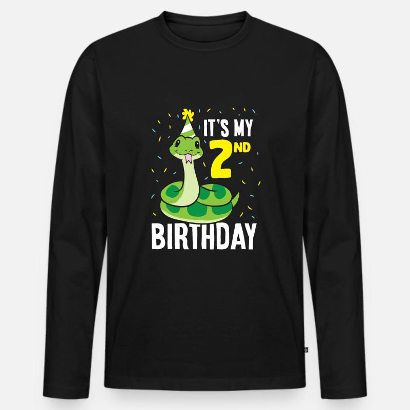 Serpenti È il mio 2 ° compleanno 2 anni compleanno - Maglia a manica lunga ecologica premium da uomo - nero