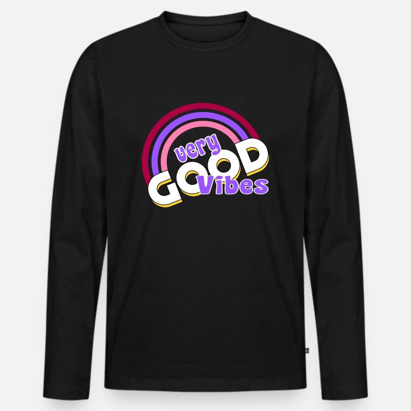 good vibes Regenbogen - Männer Premium Bio Langarmshirt - Schwarz