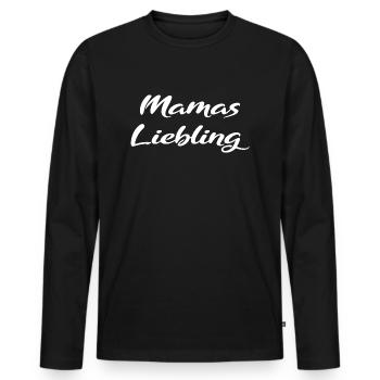 Mamas Liebling Geschenk - Männer Premium Bio Langarmshirt - Schwarz - Vorne - Nico (187cm)