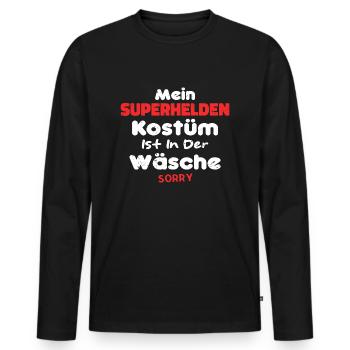 Mein Superheld Kostüm Ist In Der Wäsche - Männer Premium Bio Langarmshirt - Schwarz - Vorne - Nico (187cm)