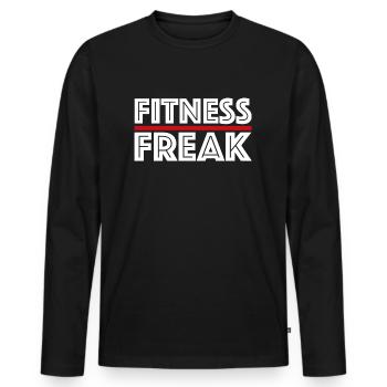 Fitness Freak | Gym, Bodybuilding, Health - Men's Premium Organic Long Sleeve Shirt - black - Front - Nico (187cm)
