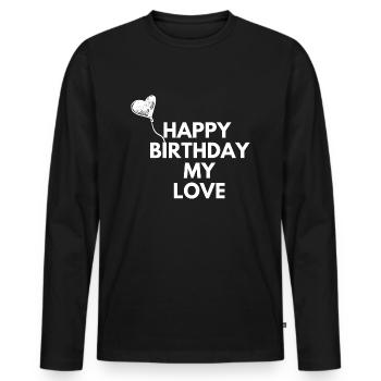 Joyeux anniversaire mon amour - T-shirt manches longues Premium bio Homme - noir - Devant - Nico (187cm)