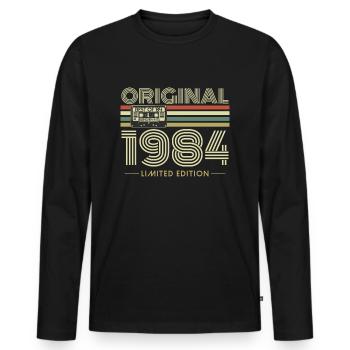 Original 1984 Vintage Vintage Birthday Retro - T-shirt manches longues Premium bio Homme - noir - Devant - Nico (187cm)