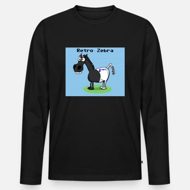 Retro Zebra - Männer Premium Bio Langarmshirt - Schwarz