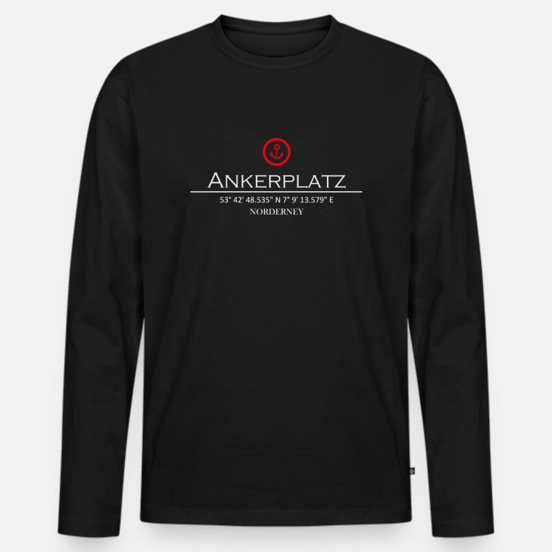 Ankerplatz Norderney roter Anker - Männer Premium Bio Langarmshirt - Schwarz