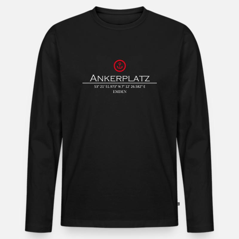 Ankerplatz Emden - Männer Premium Bio Langarmshirt - Schwarz