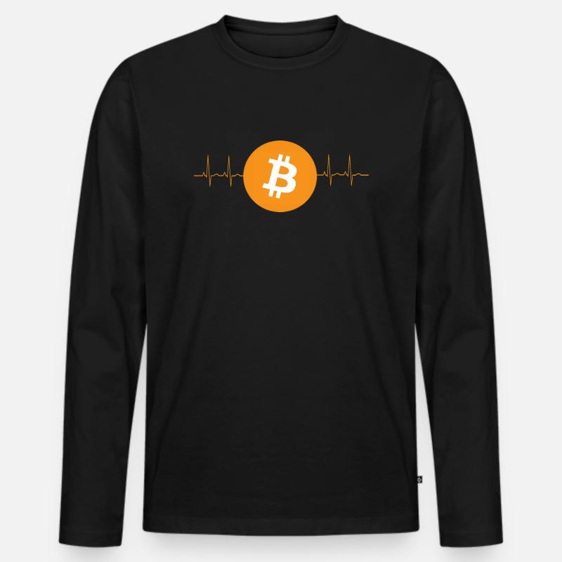 Bitcoin Herzschlag - Männer Premium Bio Langarmshirt - Schwarz