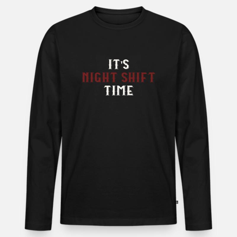 Es ist Nachtschichtzeit - Männer Premium Bio Langarmshirt - Schwarz