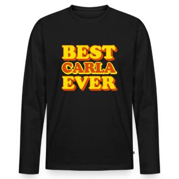 Carla Prénom Drôle de Cadeau - T-shirt manches longues Premium bio Homme - noir - Devant - Nico (187cm)
