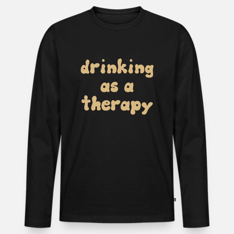 drinking as a therapy - Männer Premium Bio Langarmshirt - Schwarz
