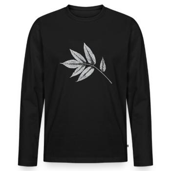Leaf Ash - Nature & Forest Botanical - Men's Premium Organic Long Sleeve Shirt - black - Front - Nico (187cm)
