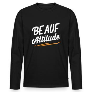 Beauf attitude - T-shirt manches longues Premium bio Homme - noir - Devant - Nico (187cm)