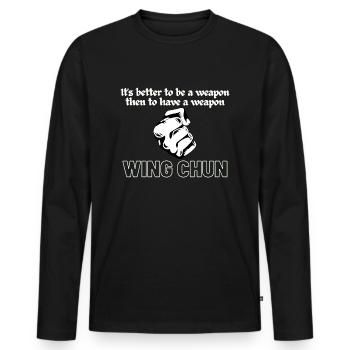 Chemise d’arme Wing Chun - T-shirt manches longues Premium bio Homme - noir - Devant - Nico (187cm)