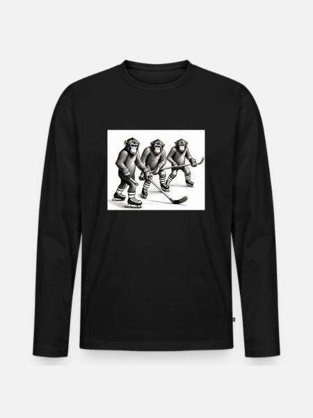 MonkeyHockey - Männer Premium Bio Langarmshirt - Schwarz