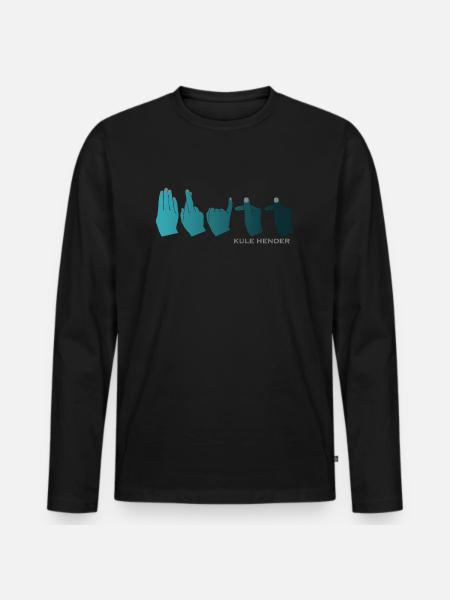 Hand alphabet Britt petrol gradient - Men's Premium Organic Long Sleeve Shirt - black