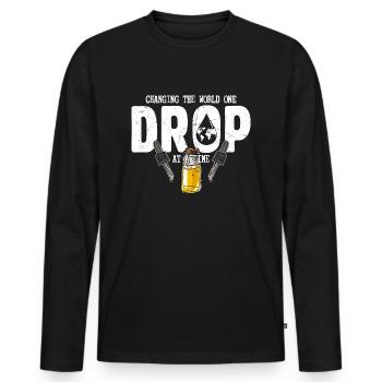 Changing The World One Drop At A Time Essential Oi - Männer Premium Bio Langarmshirt - Schwarz - Vorne - Nico (187cm)