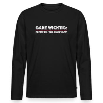 Ganz wichtig Fresse halten angesagt | Comedy - Männer Premium Bio Langarmshirt - Schwarz - Vorne - Nico (187cm)